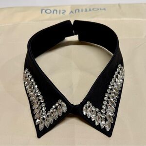 NWT Black Hand-Sewn Rhinestone Embellished Detachable Collar
